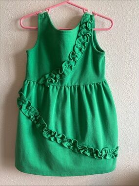 Toddler Girl’s Janie and Jack Emerald Green Ruffle Dress, 3